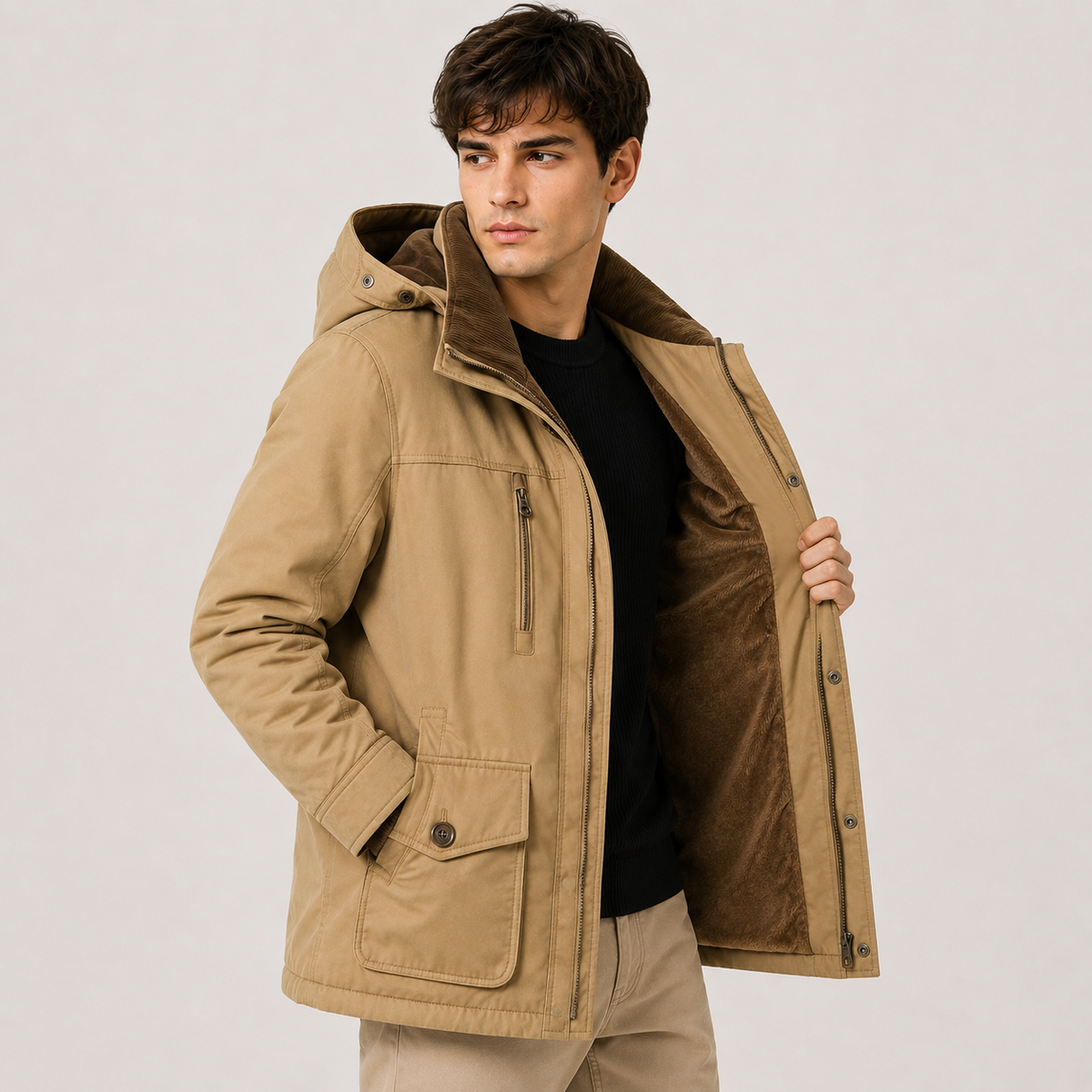 Men's water-resistant parka – The Orson by Huna – product view 2