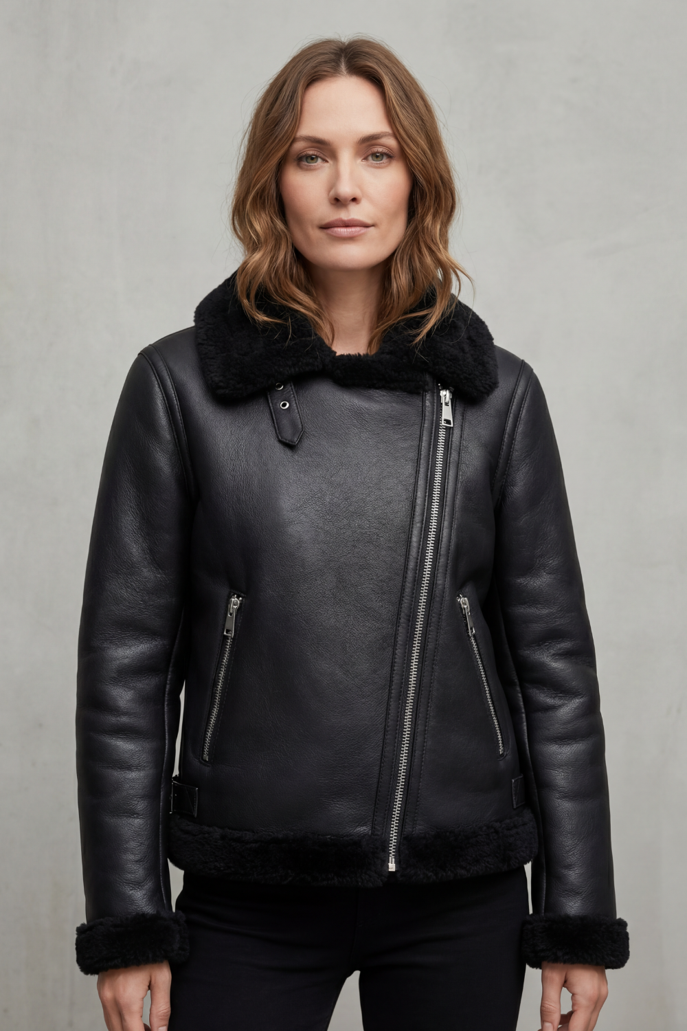 Women's Shearling Biker Jacket – The Florisanne, view 2