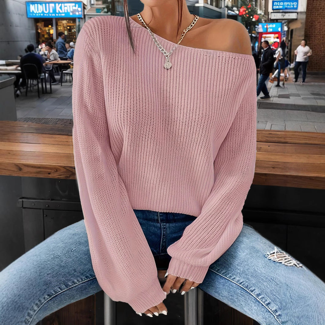 Women's Ribbed Off Shoulder Jumper – lightweight draped knit – product view 5