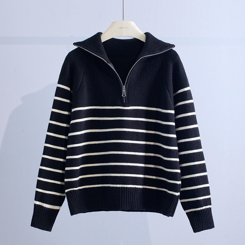 Women's Cotton Half Zip Jumper – relaxed ribbed trim – product view 5