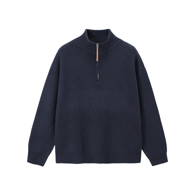 Women's Ribbed Quarter Zip Jumper – cotton blend high neck – product view 7