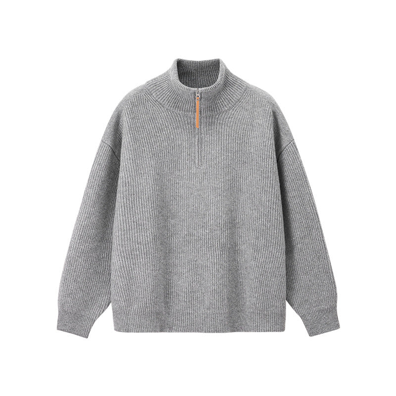 Women's Ribbed Quarter Zip Jumper – cotton blend high neck – product view 5