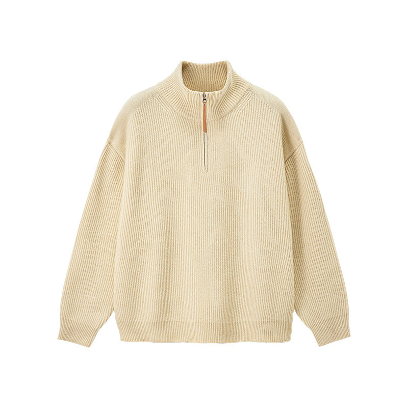 Women's Ribbed Quarter Zip Jumper – cotton blend high neck – product view 2