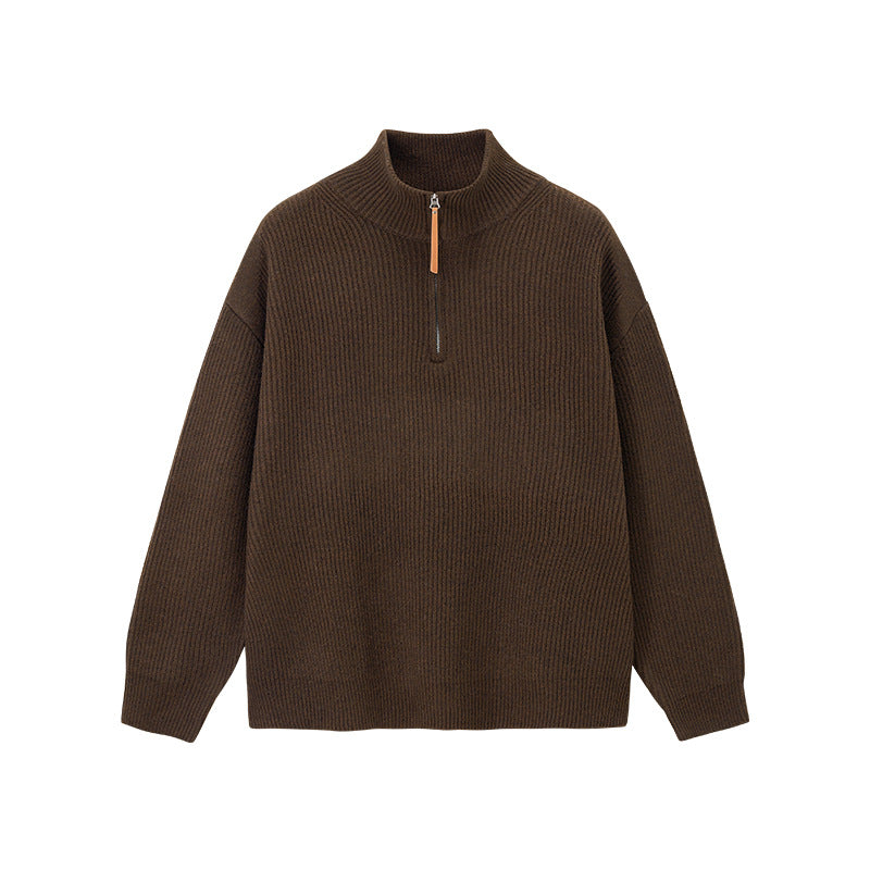 Women's Ribbed Quarter Zip Jumper – cotton blend high neck – product view 6