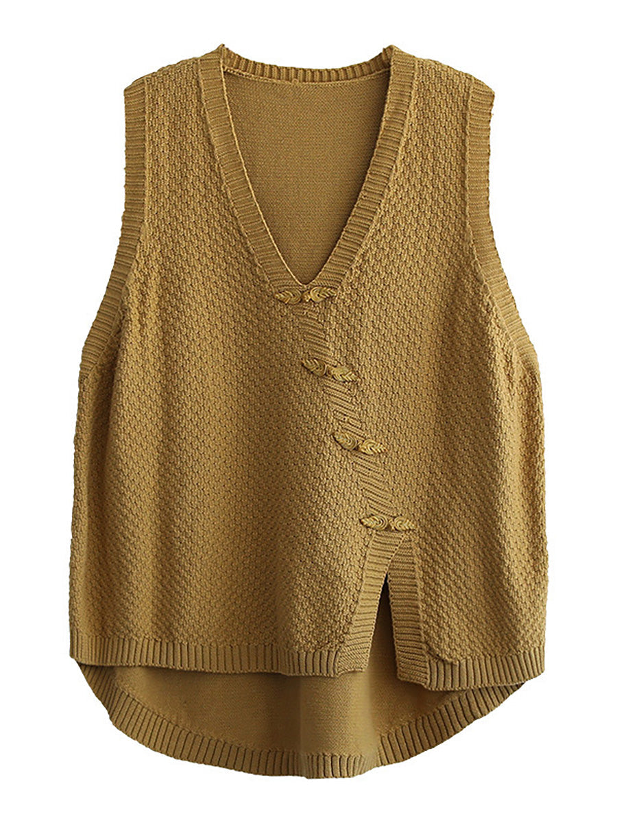 Women's Plus Size Button Knit Cardigan – cotton v-neck high-low hem, view 8 | The Ilaria | Huna