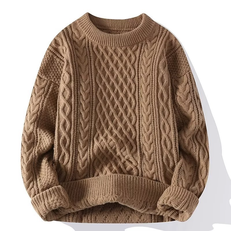 Women's Cable Knit Jumper UK – textured crew neck, view 3