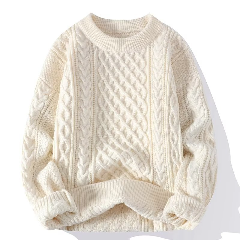 Women's Cable Knit Jumper UK – textured crew neck, view 1