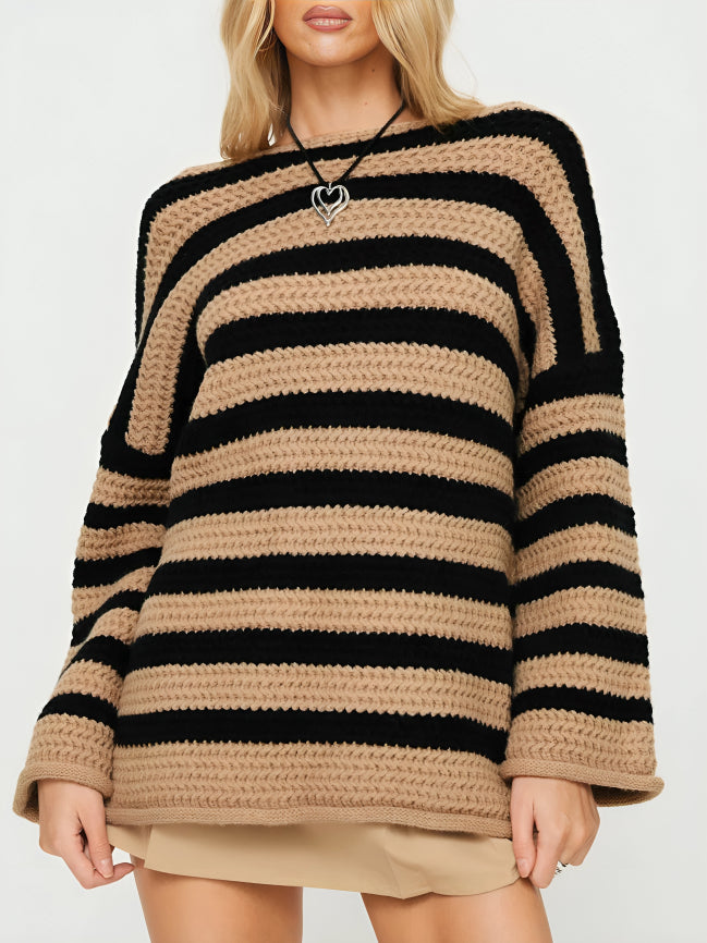 Women's Chunky Striped Jumper UK – textured knit, view 4