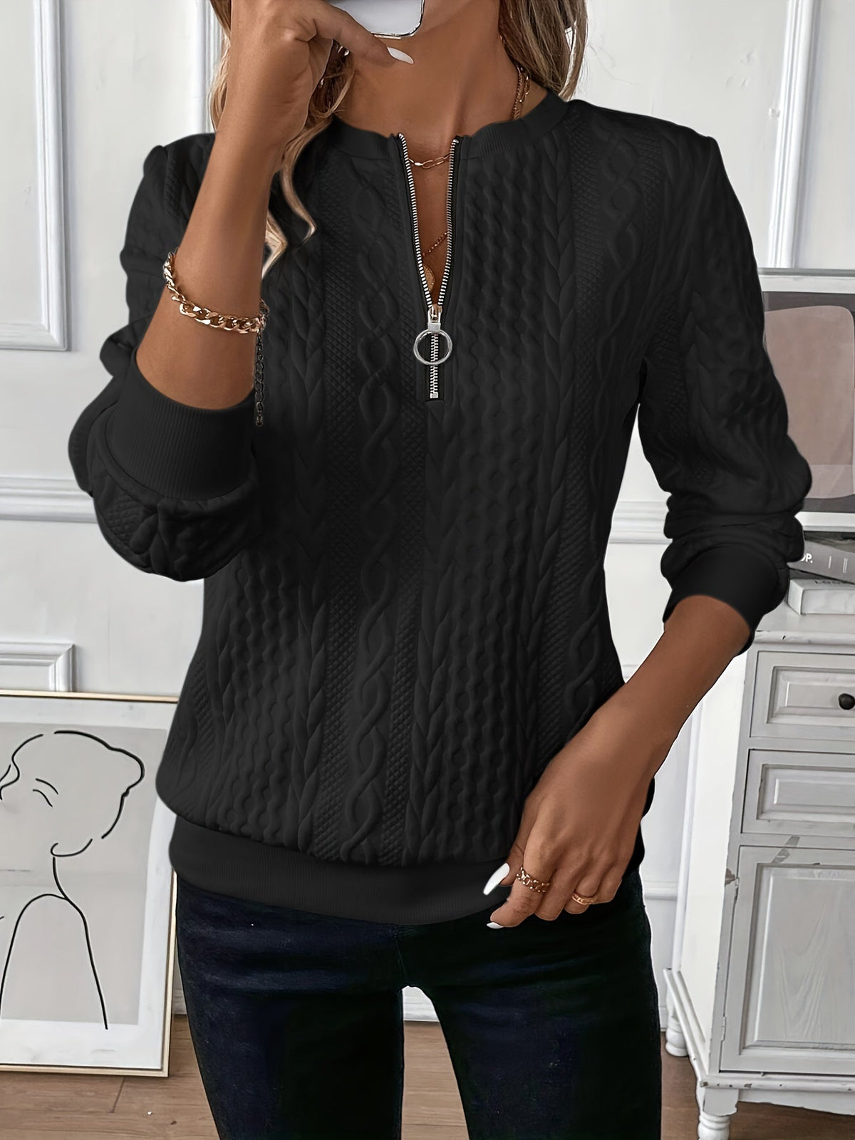 Women's Quarter Zip Jumper UK – everyday knit, view 7