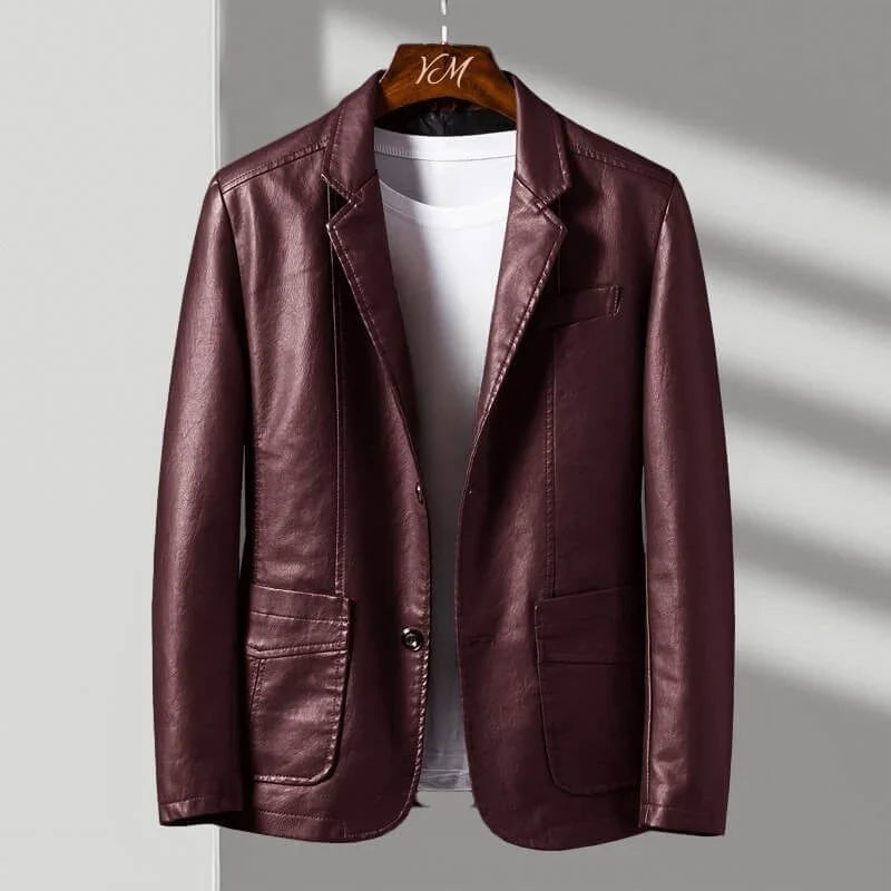 Men's leather look biker jacket – The Bramwell by Huna – product view 6