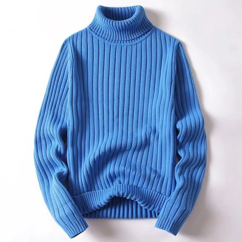 Women's Thick Ribbed Roll Neck Jumper – warm structured knit – product view 3