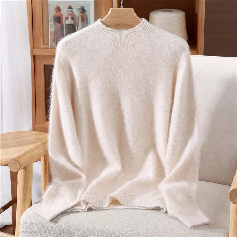 Women's Cashmere Mock Neck Jumper – soft relaxed knit – product view 2