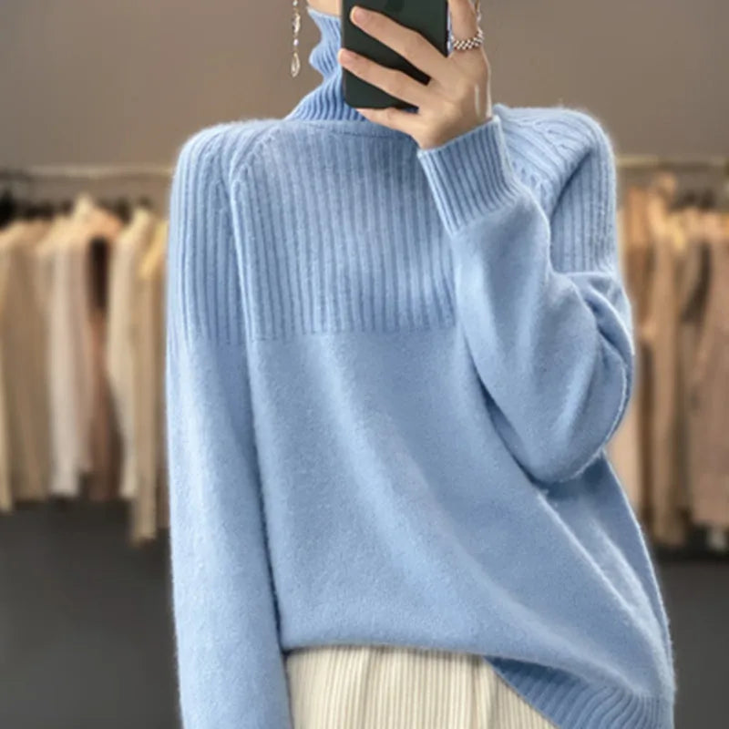 Women's Ribbed Roll Neck Jumper UK – slim layering fit, view 1