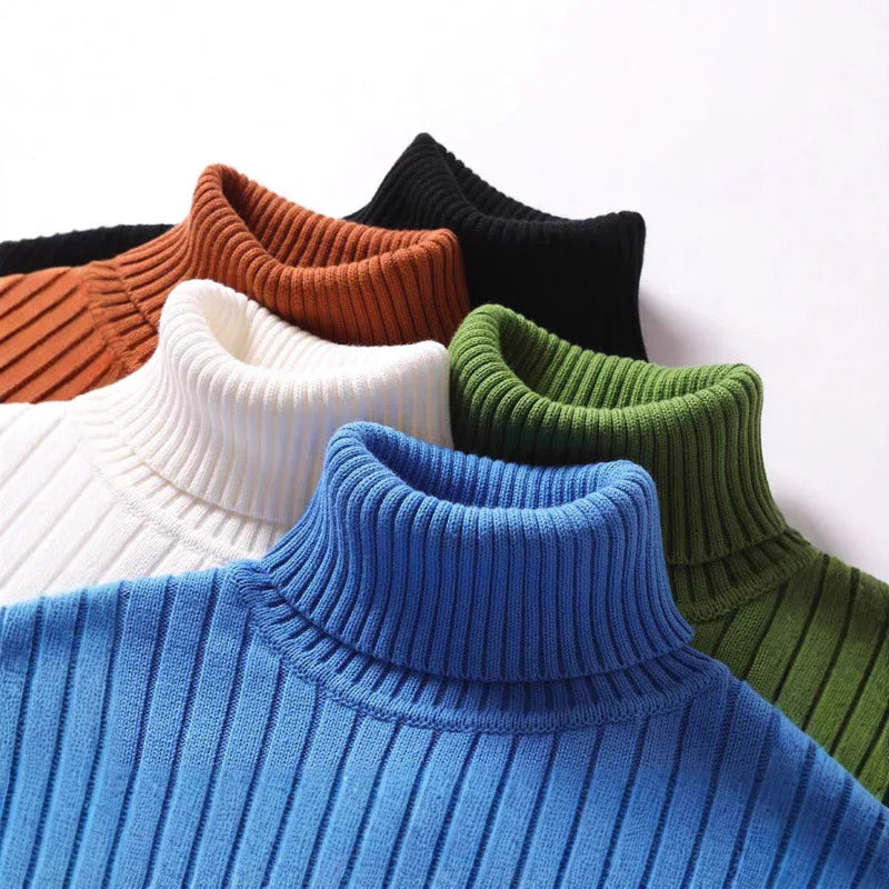 Women's Thick Ribbed Roll Neck Jumper – warm structured knit – product view 1