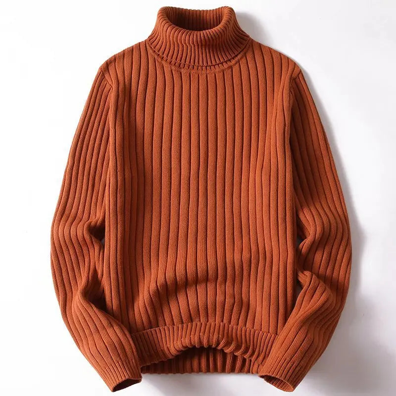 Women's Thick Ribbed Roll Neck Jumper – warm structured knit – product view 5