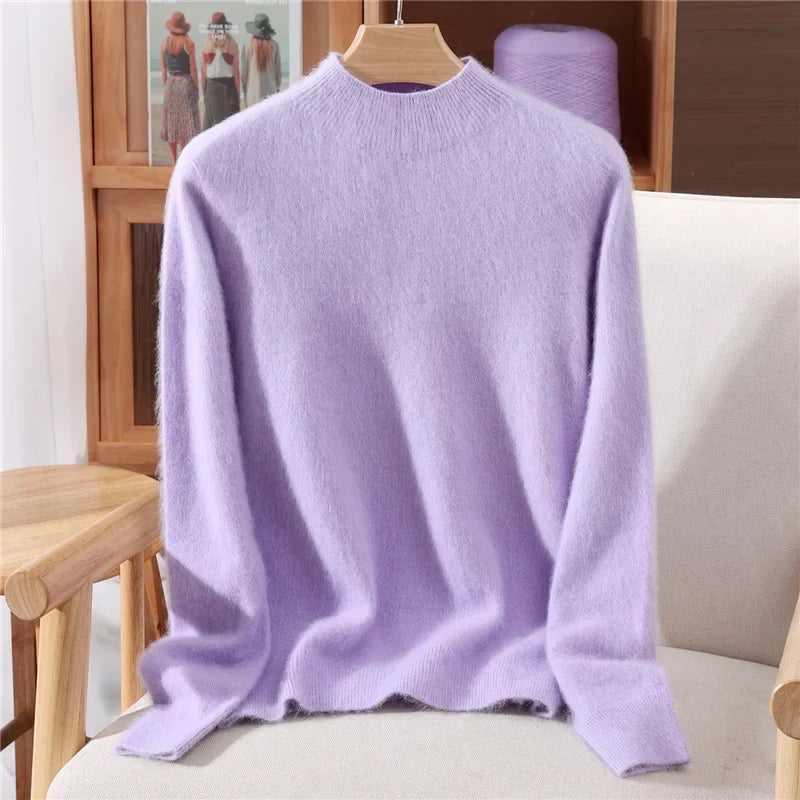Women's Cashmere Mock Neck Jumper – soft relaxed knit – product view 3