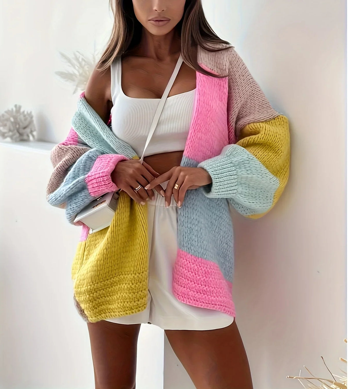 Women's Colour Block Cardigan UK – statement knit, view 5