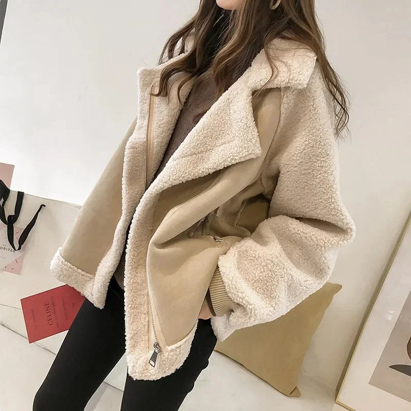 Women's Shearling Jacket UK – suede effect, view 5