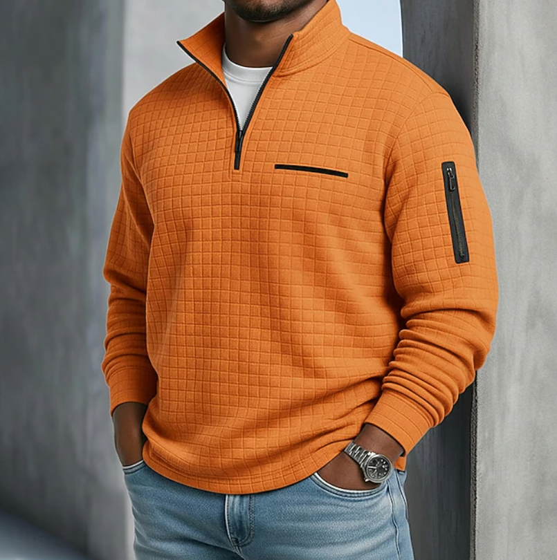 Men's waffle long-sleeve shirt – The Beckham by Huna – view 1