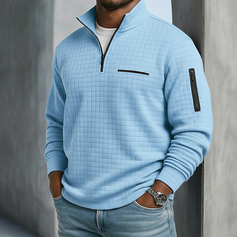 Men's waffle long-sleeve shirt – The Beckham by Huna – view 2
