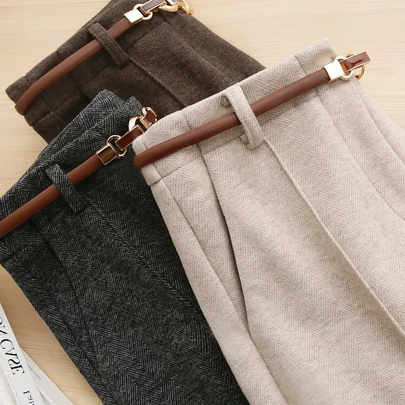 Women's Wool Straight Leg Trousers UK – tailored warm fit, view 6