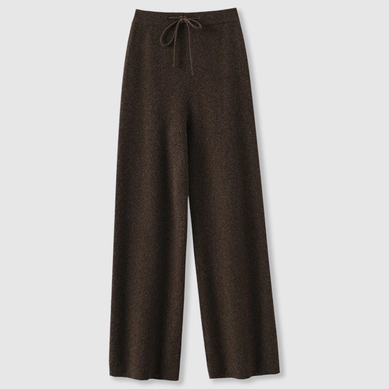 Women's Cashmere Wide Leg Trousers UK – relaxed knit fit, view 2