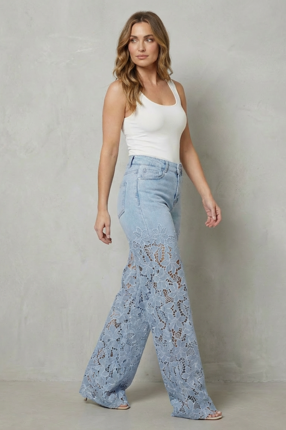 Women's Floral Wide Leg Jeans – The Thessalise, view 3