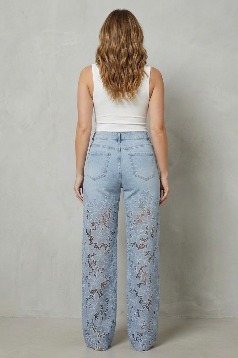 Women's Floral Wide Leg Jeans – The Thessalise, view 4