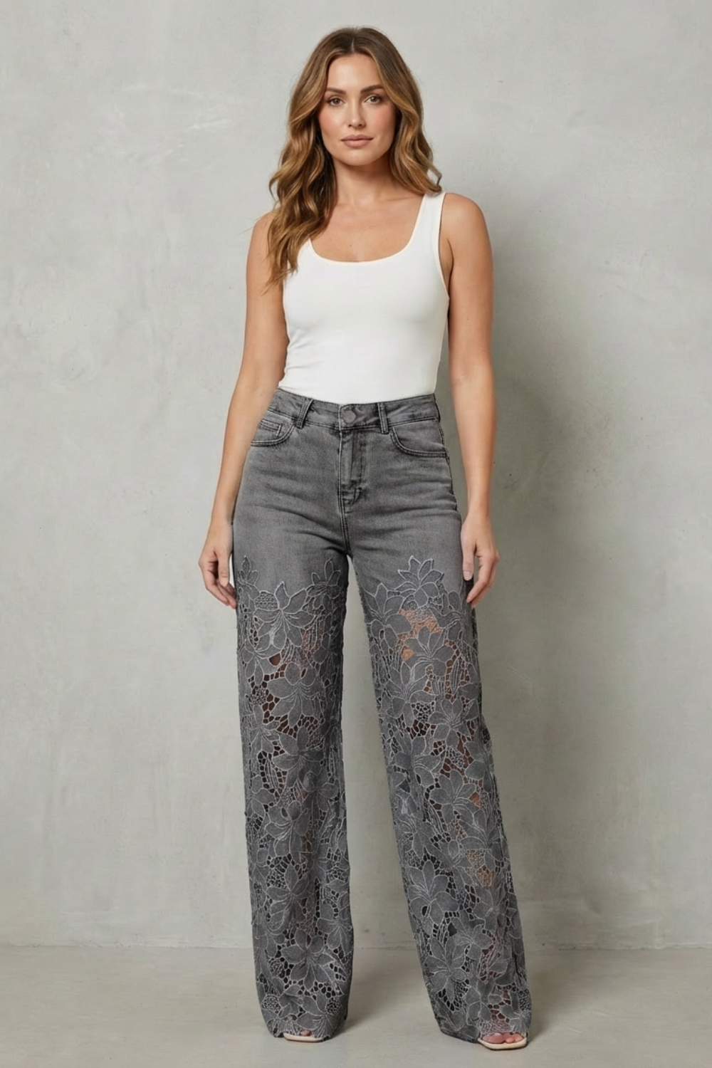 Women's Floral Wide Leg Jeans – The Thessalise, view 8