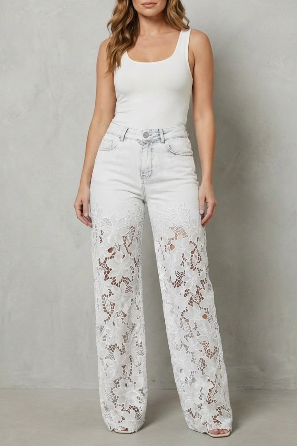 Women's Floral Wide Leg Jeans – The Thessalise, view 9