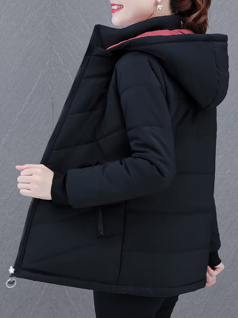 Women's Reversible Quilted Jacket UK – flexible hooded layer, view 2