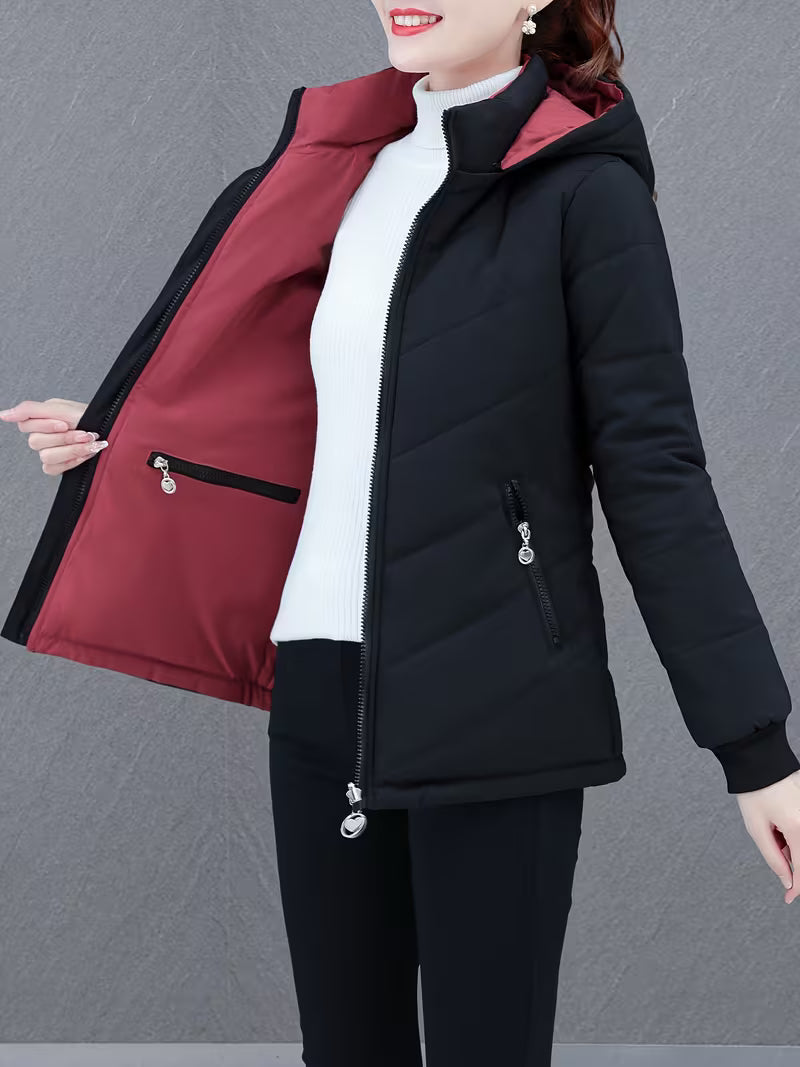 Women's Reversible Quilted Jacket UK – flexible hooded layer, view 3