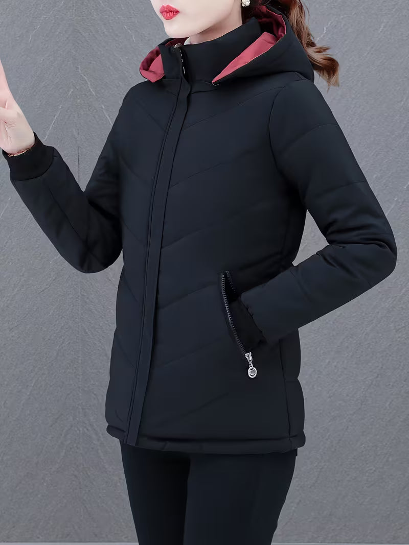 Women's Reversible Quilted Jacket UK – flexible hooded layer, view 4