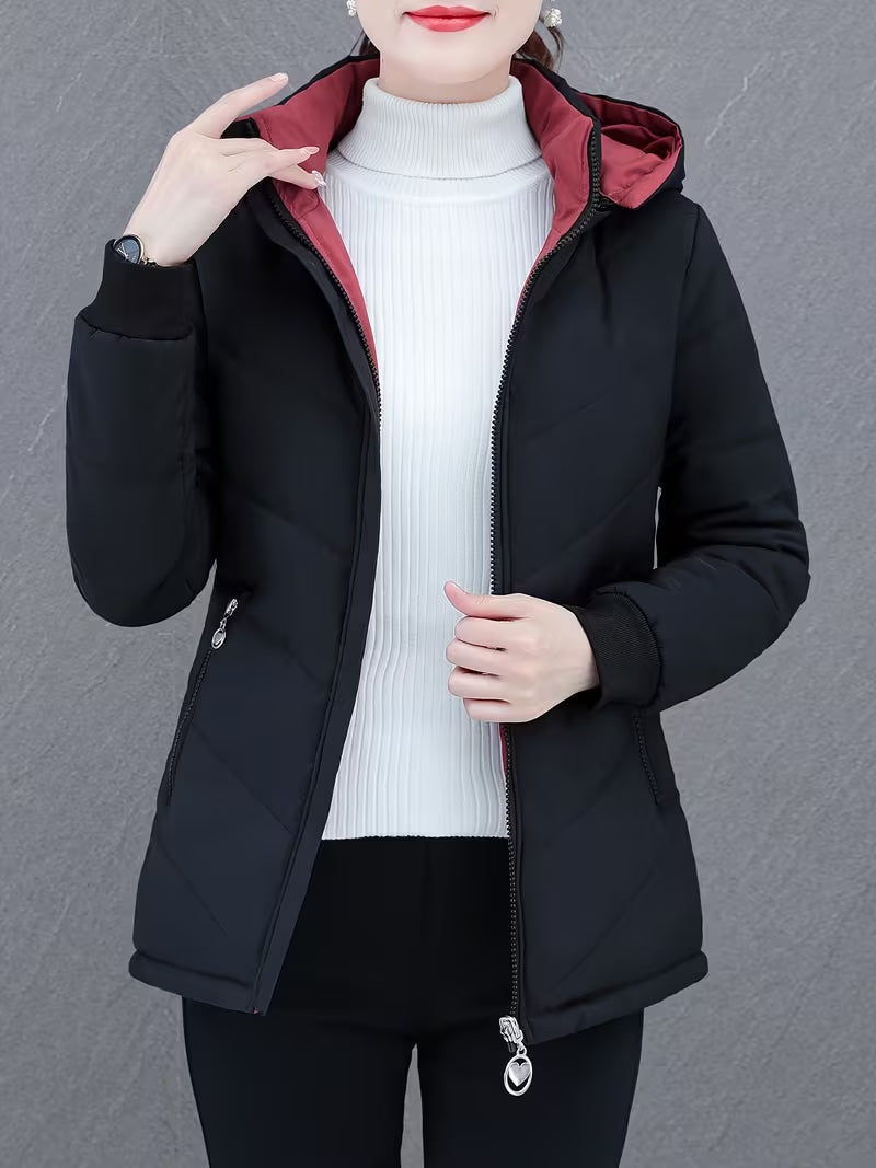 Women's Reversible Quilted Jacket UK – flexible hooded layer, view 5