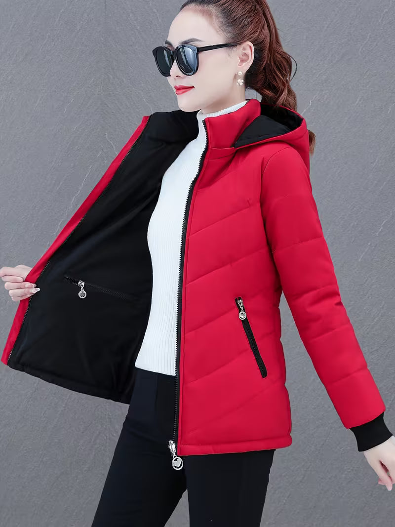 Women's Reversible Quilted Jacket UK – flexible hooded layer, view 8