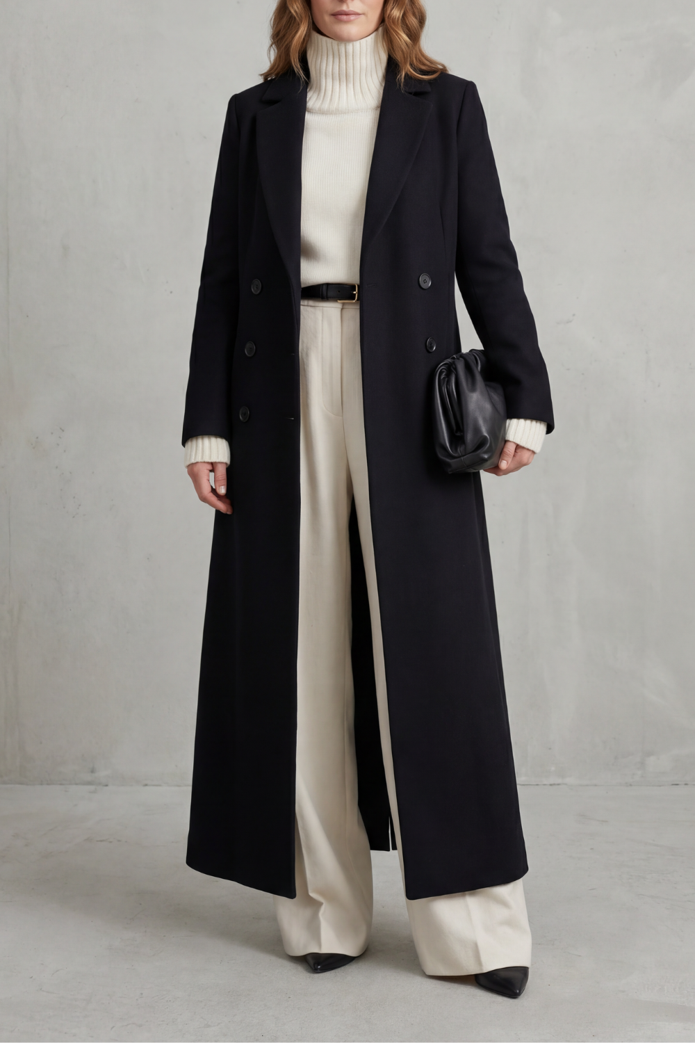 Women's long wool coat – The Kalistae by Huna – view 1
