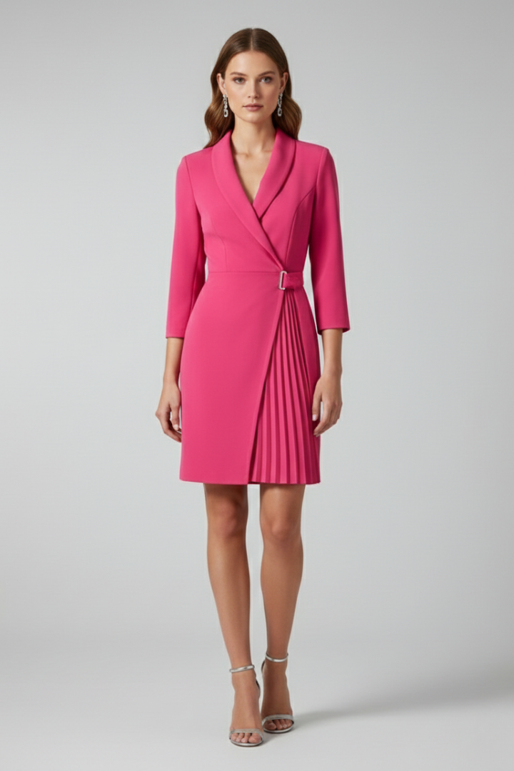 Women's Notched-Collar Blazer Dress with Sleek Straight Hem