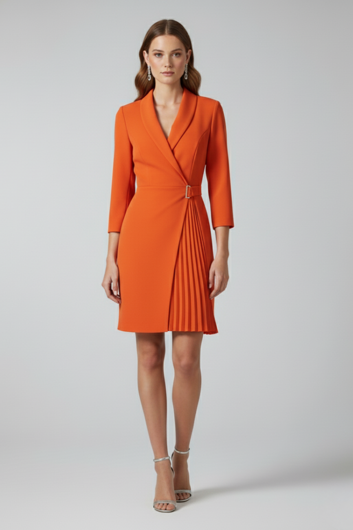 Women's Notched-Collar Blazer Dress with Sleek Straight Hem