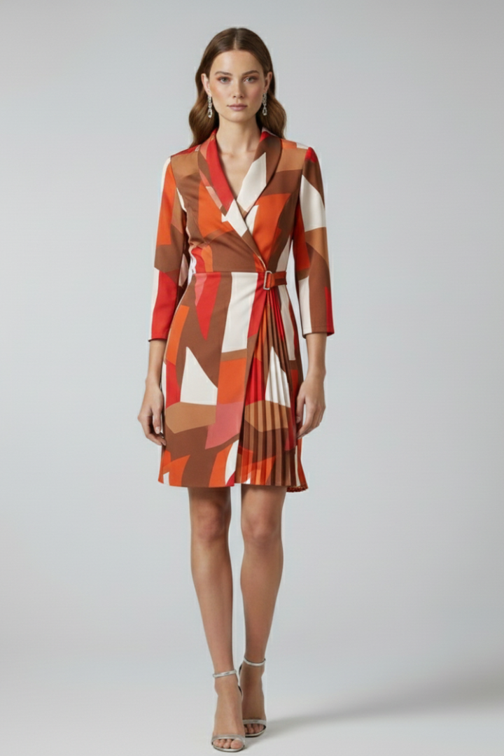 Women's Notched-Collar Blazer Dress with Sleek Straight Hem