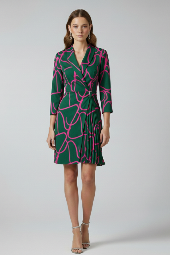 Women's Notched-Collar Blazer Dress with Sleek Straight Hem