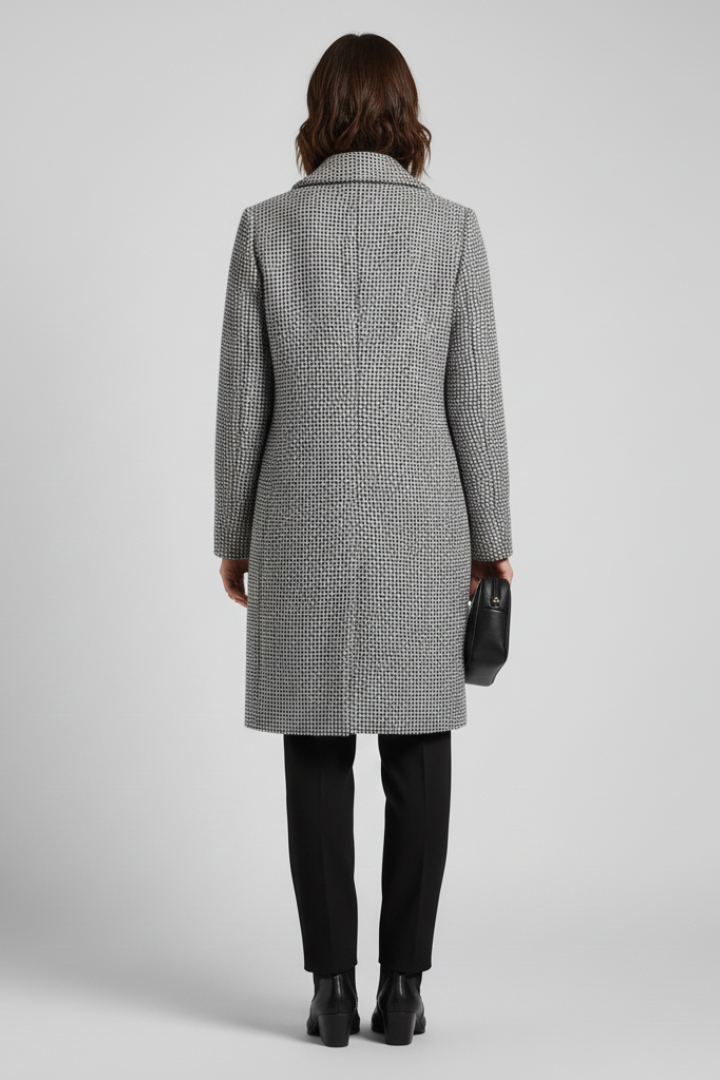 Women's Textured Coat with Elegant Blazer Collar