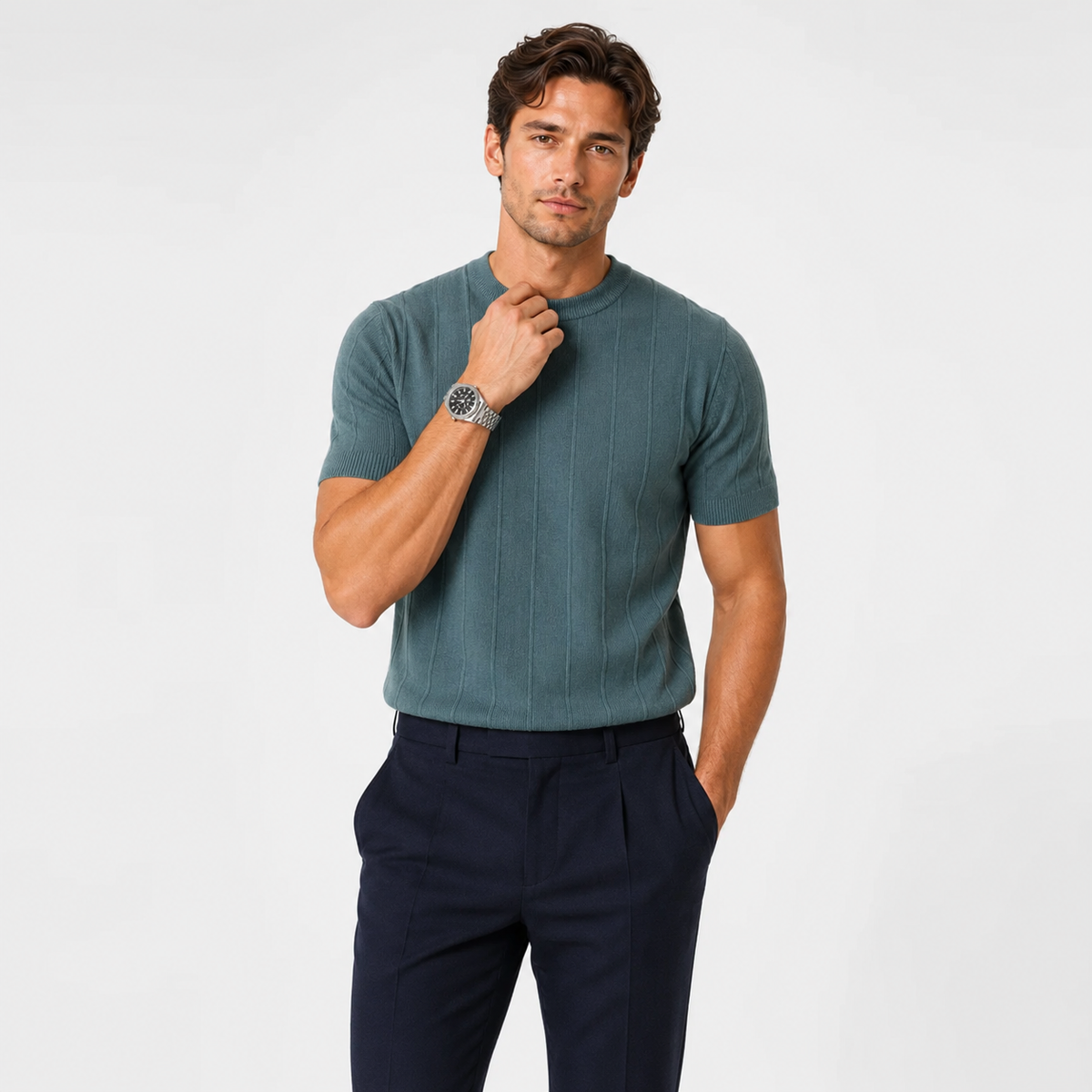 Men's knitted T-shirt – The Fraser by Huna – product view 7