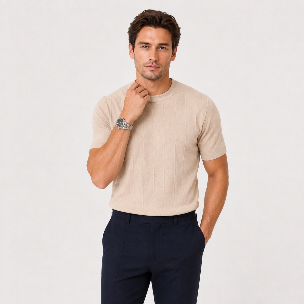 Men's knitted T-shirt – The Fraser by Huna – product view 6