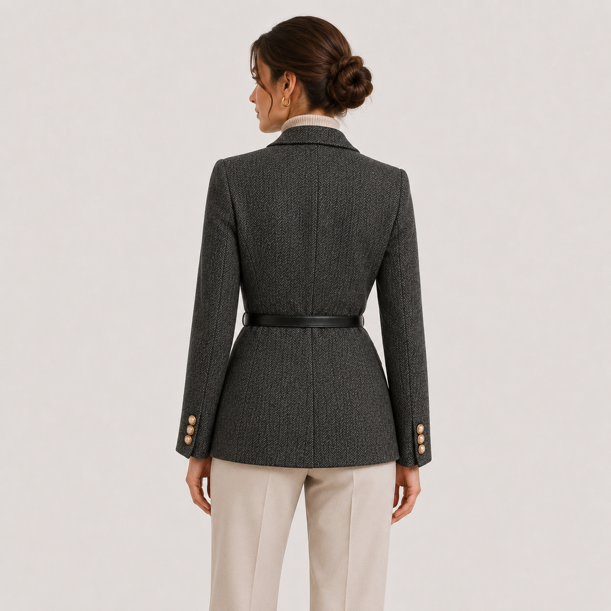 Women's Belted Blazer Timeless Tailored Business Casual Outerwear 3