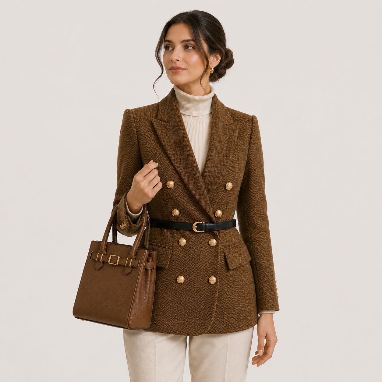 Women's Belted Blazer Timeless Tailored Business Casual Outerwear 4