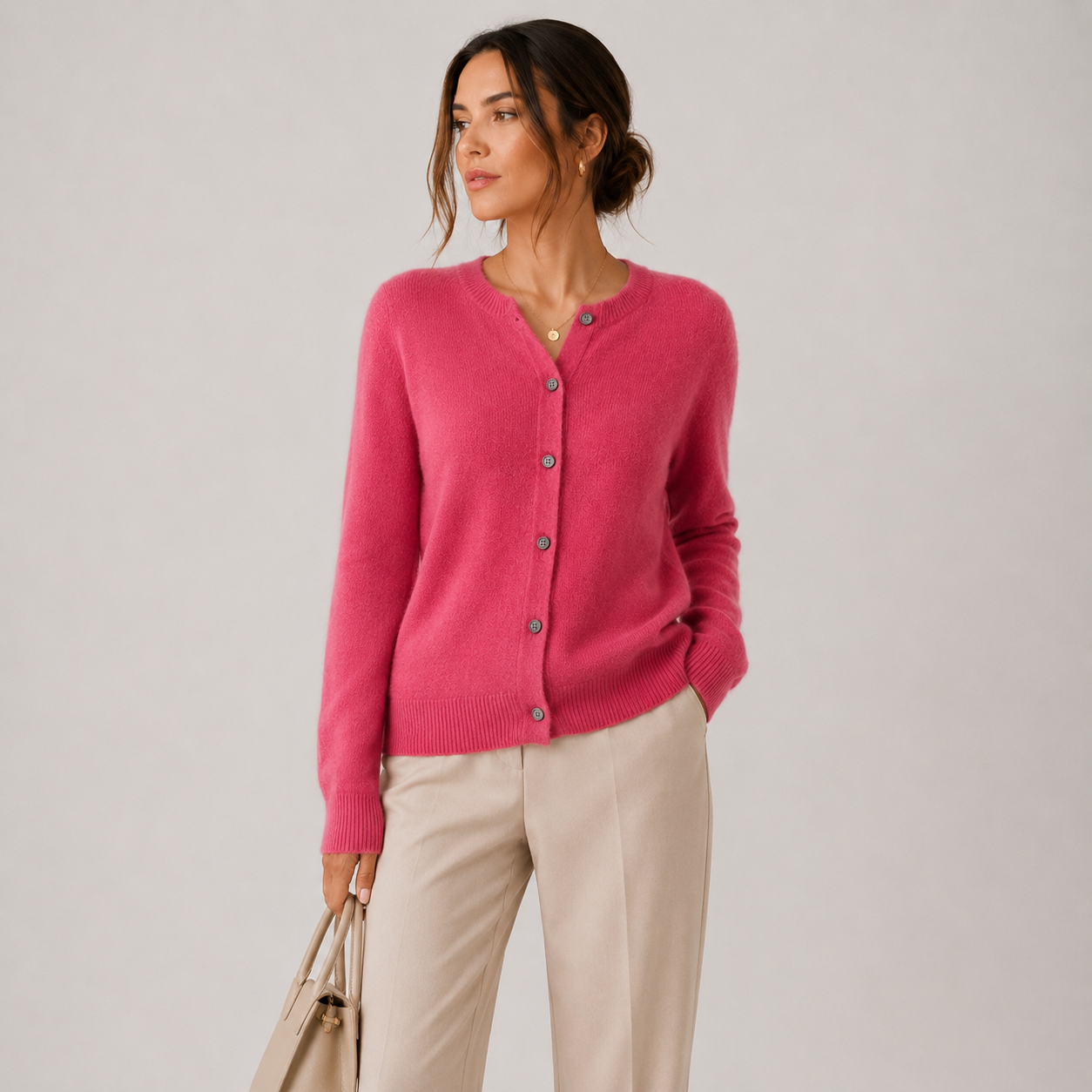 Women's Cashmere Look Cardigan Soft Button Front Knit Sweater 0