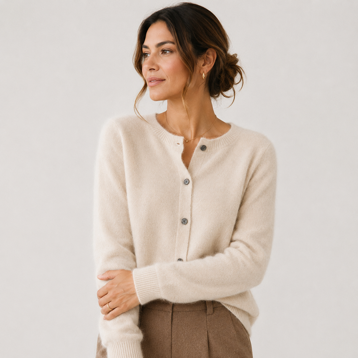 Women's Cashmere Look Cardigan Soft Button Front Knit Sweater 10