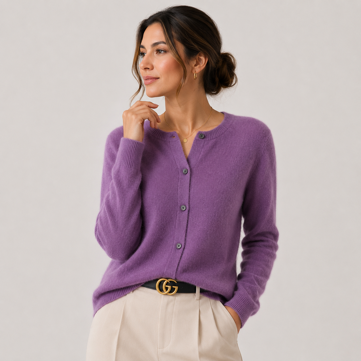 Women's Cashmere Look Cardigan Soft Button Front Knit Sweater 14