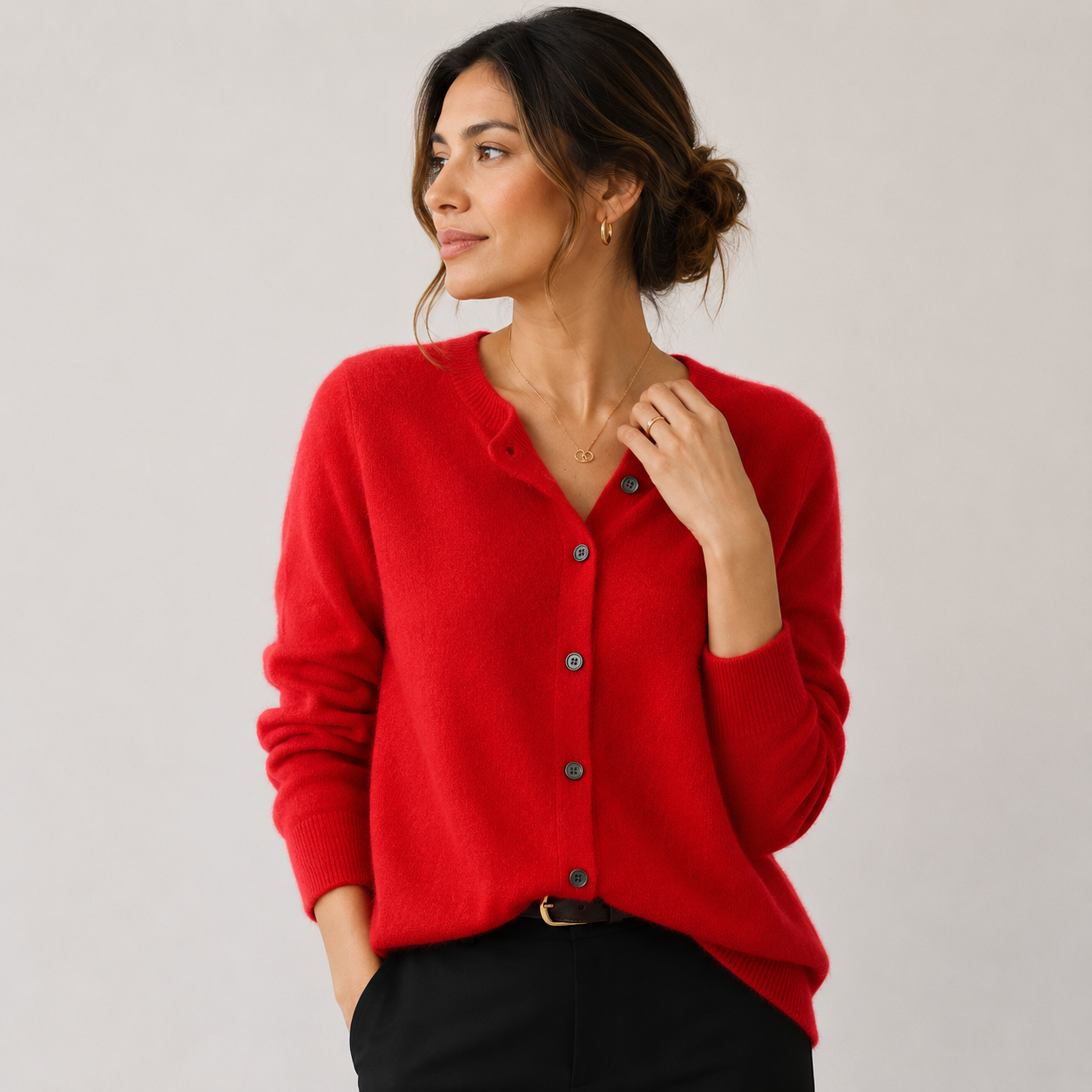 Women's Cashmere Look Cardigan Soft Button Front Knit Sweater 16
