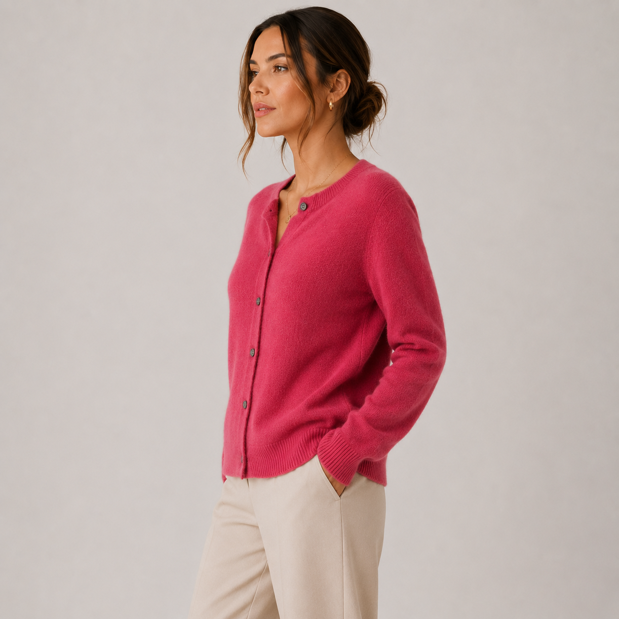 Women's Cashmere Look Cardigan Soft Button Front Knit Sweater 1